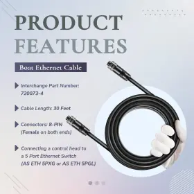 720073-4 For Humminbird As Ec 30e Ethernet Cable 30ft #3