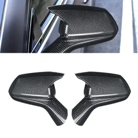 T-hs-xfl-1108 Fouedy 1pair Glossy Black Carbon Fiber Color Horn Style Rearview Side Mirror Cover C