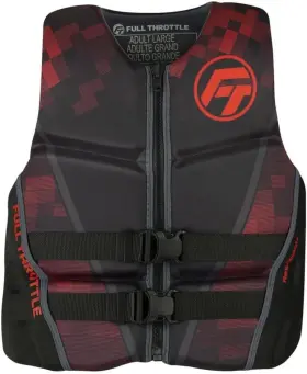142500-100-040-22 Full Throttle Adult Rapid Dry Flex Back Life Jacket Red Large