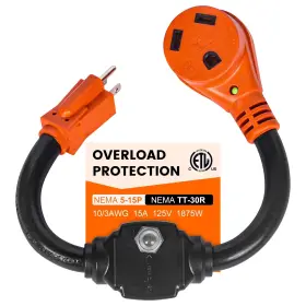 Gn023a Gociean Overload Protector 30 Amp To 110 Volt Rv Adapter With Circuit Breaker