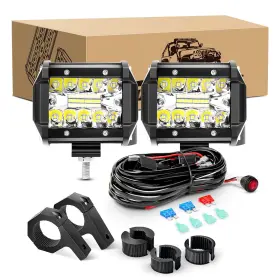Gooacc 812227036317 2pcs 60w 4 Inch Triple Row Led Pods Fog Light Mounting Bracket Horizon