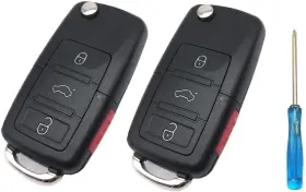 D112 Grakest 778112890443 4 Buttons Folding Flip Replacement Key Fob Cover Case Fit For Vw S Black 2