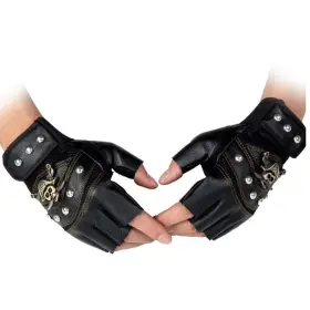 Halloluck 613464468196 Black Studded Gloves Steampunk Gothic Punk 80s Rocker 22 9cm
