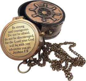 Mpn-11506 Hanzla Collection Be Strong And Courageous Engraved Compass Confirmation Gift Ideas Baptism