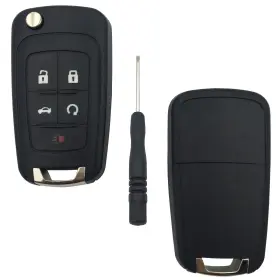 Ycml-58 Herkiocio Flip Folding Remote Car Key Fob Cover Case Fit For Buick 5 Buttons Black