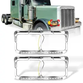 Mz-6657wy High Soar 2xheadlights Bezels With 12 Inch Led Light Chrome Driver Passenger Sid
