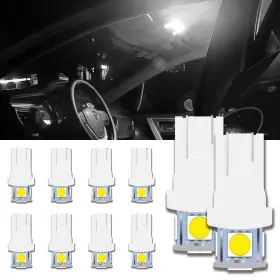 Hirificing-skdw01 Hirificing 168 T10 2825 5smd Led Bulb 10pcs Dc 12v Wedge 194 6000k Light L