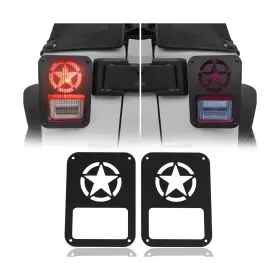 Led-1244nw-m Hooke Road Jk Wrangler Tail Light Guard Five Star Taillight Cover For 2007-2
