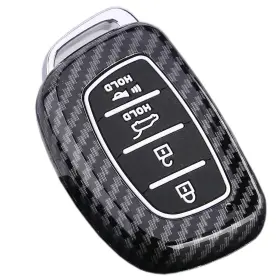 Horande 770807913703 Abs Carbon Fiber Pattern Protector Key Fob Cover With Silicone Buttons Fit Fo