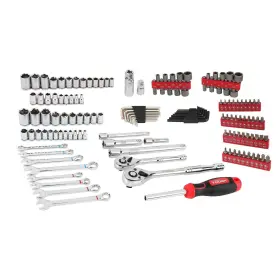 D0100h542vp Hyper Tough 144-piece 1/4 3/8 And 1/2-inch Drive Mechanics Tool Set Chrome Fin