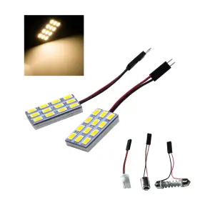 12smd-5630 Hyuga 2x 12smd 5630 Yellow White 2700k Led Panel Dome Light Auto Car Interior