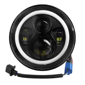 Imountek 635028906791 2x7 Inch 6000lm Round Led Headlight Halo Angel Eyes F/ Jeep Wrangler Tj Jk Cj With H4
