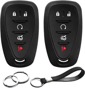 Infipar 760385994188 2pcs Compatible With Chevrolet Smart 5 Bts Black Silicone Fob Key Case Cover Pro