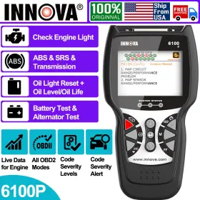 6100p Innova Obd2 Code Reader Scanner Diagnostic Check Abs Srs Engine Battery