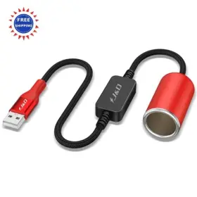J&d 840371327784 Usb Adapter Car Charger Cable 12v 18w 1 Ft Led Male Cigarette Lighter Socket