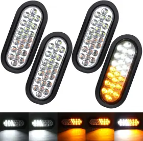 Jam-012aw Jamarco 4pcs 6 Inch Oval Led Strobe Lights 24 Amber/white Recessed Mount With Flash Pa