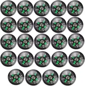 Zc666 Jevlon 50 Pieces Mini Compass Small Button For Kids 20mm Bulk Hiking Liquid Black