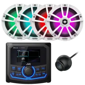 Kdmr305bts-46mblw-kvcm40u Jvc-infinity Marine Bluetooth Am/fm/wb Receiver 4x 6.5 Inch 225w Led White Speakers Camera