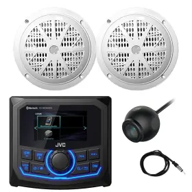 100w Jvc-pyle 709016568947 Marine Bluetooth Receiver 2x 5.25ftft White Speakers Camera Antenna