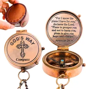 Khxgd2 Khybex International Gods Way Compass - Baptism And Graduation Gifts For Boys Men Bronze