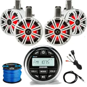 Kicker-enrock 728120508724 Gauge-mount Receiver 4 X 8 Inch Marine Speakers Speaker Wire Aux Mount Antenna