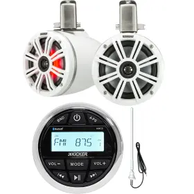 R-kmc2-45kmtc65w-20w Kicker-enrock Marine-grade Receiver - 2 6.5 Inch Speaker Systems W Radio Antenna