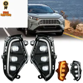 Landsin Wd-rav4-us3 Led Daytime Running Lights Fit For Toyota 5.91 X 3.94 6.3 Inches Black