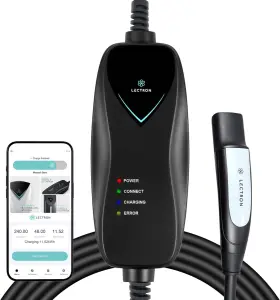 Lechg5-15-15atslblkus-app Lectron - Tesla Level 1 Nema 5-15 Electric Vehicle Ev Charger-up To 15a-16ft