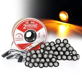 Lv-50-3led-dc-cly Ledvillage 50-2p-roll 50 Pcs 3/4 Inch Side Marker Clear Lens Amber Light With Connector And 2 Prong