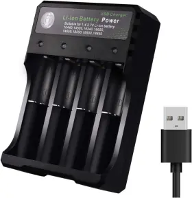 10440 Lijixiang 824399286384 18650 Battery Charger 4 Bay Fast Charge For 3.7v Li-ion Tr Imr Black