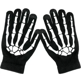 Lousye 610452712392 Luminous Halloween Costume Skull Gloves Thickened Standard Black