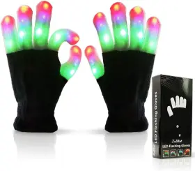 Luwint 889743341331 Led Colorful Flashing Finger Lighting Gloves For Kids 8-12 Teen Boy