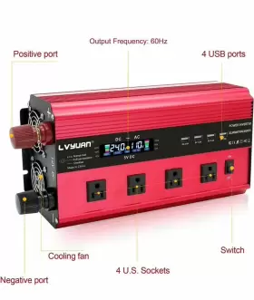 2500w Lvyuan 24v-2500w Power Inverter Dc 24v To 110v Ac Remote / Lcd Display #2
