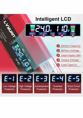 2500w Lvyuan 24v-2500w Power Inverter Dc 24v To 110v Ac Remote / Lcd Display #3