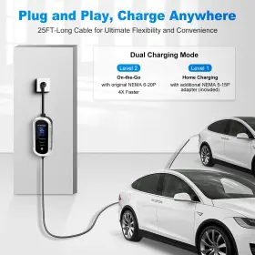 Ev2m16-25w Macarlon Level 1 And 2 Ev Charger 16a 110v-240v 25ft Cable Portable Evse J1772 Electric #3