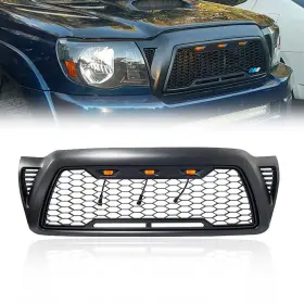 Tyt07-grl-tc0511dmo Matmacro Mesh Grille Compatible For Toyota Tacoma Front Grill With 3 Led Lights 2005 2