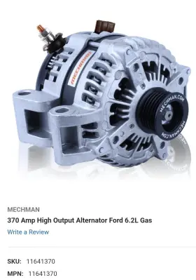 11641370 Mechman Alternators Elite Series 370 Amp Alternator For Ford 6.2l Gas 11641370. New