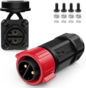 Mnj-tmp-736 Mnj Motor Trolling Plug Receptacle Set 2 Pin 50amp 12v/24v/ 36v/48v Marine Red