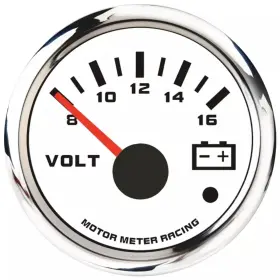 Mmvor-90w Motor Meter Racing 816 W Pro Series 52mm 2-1/16 Inch Volt Gauge Voltmeter White Dial
