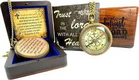 C-0024 Nauticals House God S Compass Christian Brass Gift Set With Engraved Finish