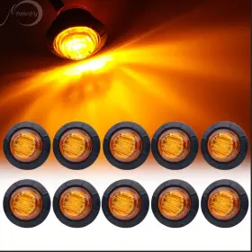 Kl-3405 Nbwdy 10pc 3/4ftft Amber Round Led Bullet Marker Lights Front Rear Side Cl