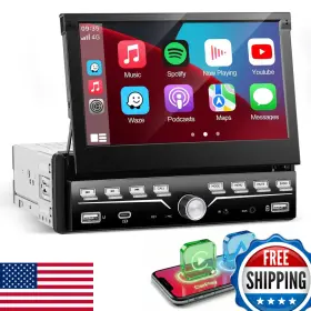 Nhopeew B0bcg9hfgf Single Din Car Stereo Apple Carplay And Android Auto 1 7 Inch Flip