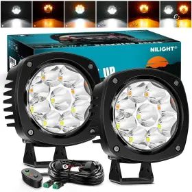 Nilight 840323945240 Led Offroad Lights 2pcs 4inch 9led Round Driving Light Spot Amber Whi