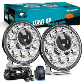 Fn2012s Nilight Led Light Pods 5.75 Inch 12led Round Offroad Driving Lights 2 Pcs Nig