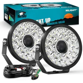 Fn2418c Nilight 9 Inch Led Offroad Driving Lights With Drl 2 Pcs 160 W Round Hyper Sp