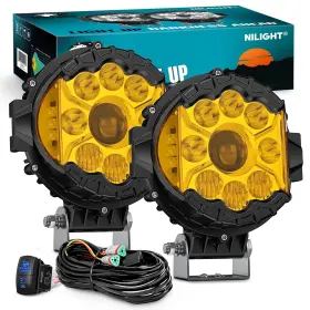 Nilight Fn2531s 7 Inch Led Offroad Driving Lights High Low Beam 2 Pcs 80w Round Amber