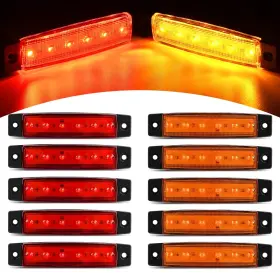 Tl-13 Nilight 10 Pcs Amber Red 3.8 Inch 6 Led Side Marker Front Rear Indicator Clea