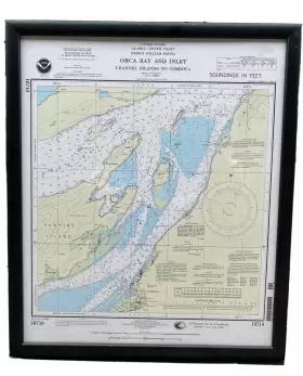 16710 Noaa Orca Bay Inlet Channel Islands Cordova Framed Map Alaska South Coast