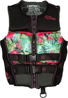 Obrien 730918981060 Oftbrien Womens Flex V-back Neoprene Uscga Lfie Jacket For Large Pink Floral