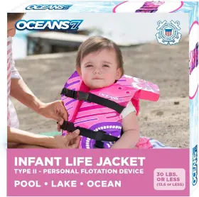 Oceans 7 889834116244 Us Coast Guard Approved Infant 8-30 Lbs. Pink/berry